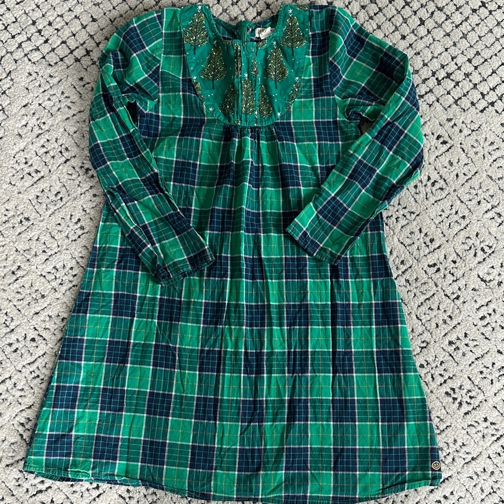 Happy by Pink Chicken Christmas Tree Plaid Dress